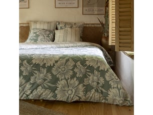 Parure de lit 140x200 coton à fleurs terre de nuit provence