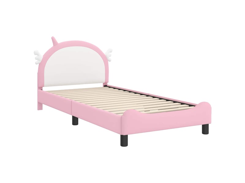  Cadre de lit pour enfants - lit jeune avec tête de lit rose 90 x 190 cm pu  - Conforama D