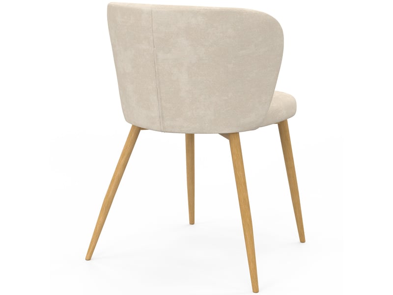  Lot de 4 chaises paulie en tissu chenille beige et pieds effet bois pour salle à manger  - Conforama D