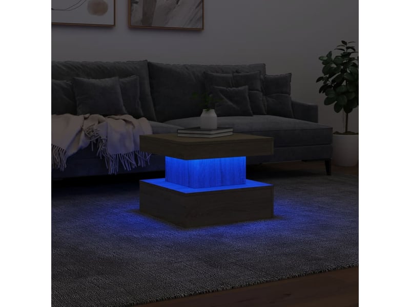 Table basse - table de salon - table à thé avec lumières led chêne sonoma 50x50x40 cm  - Conforama E