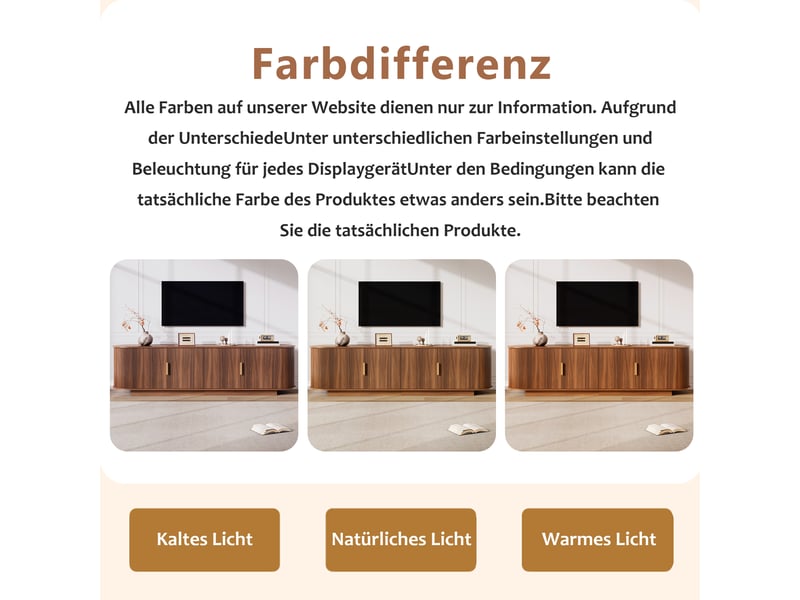  Meuble tv à 4 portes ondulées avec poignées métalliques et rangement pour salon 180×35×50 cm en mdf noyer  - Conforama E