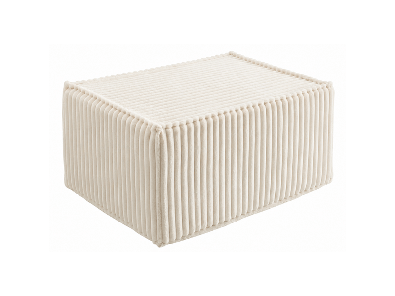 Module méridienne ou repose-pieds déhoussable pour canapé modulable velours côtelé 80x60 cm blanc cassé - Conforama A
