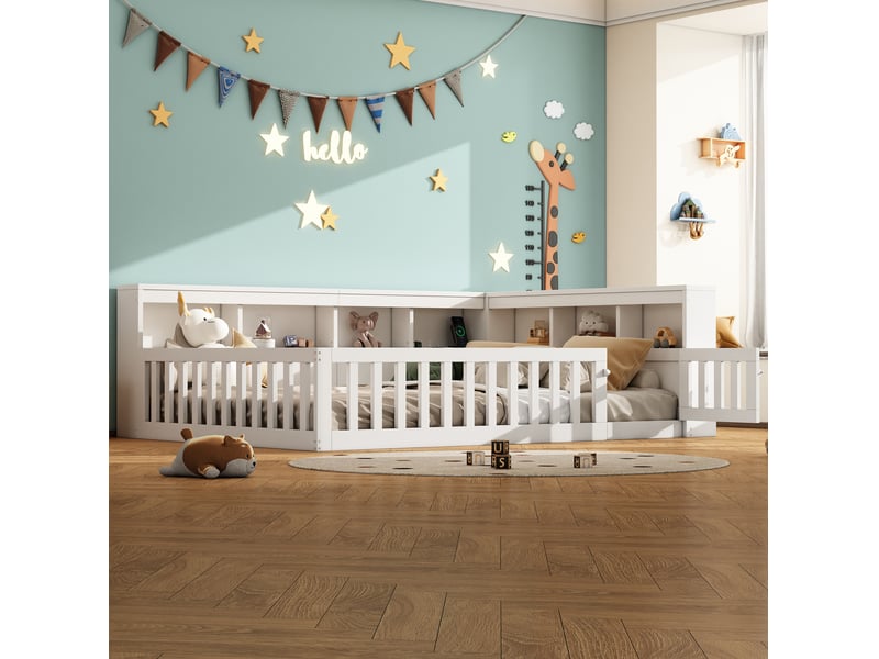  Lit 2 places 140x200 cm avec rangement, prises usb et sommier blanc  - Conforama D