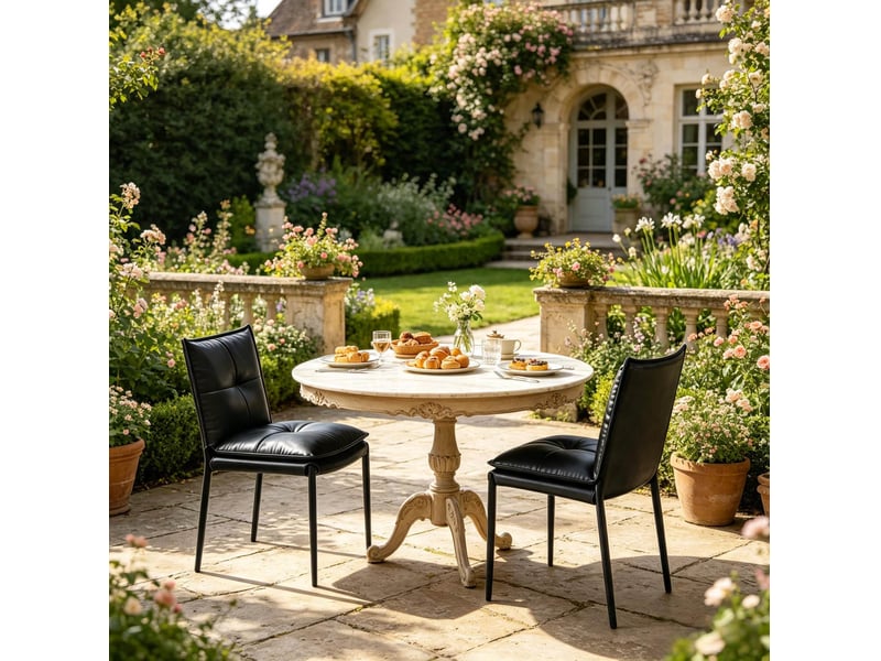 Lot de 2 chaises de salle à manger à dossier haut en similicuir noir - Conforama C