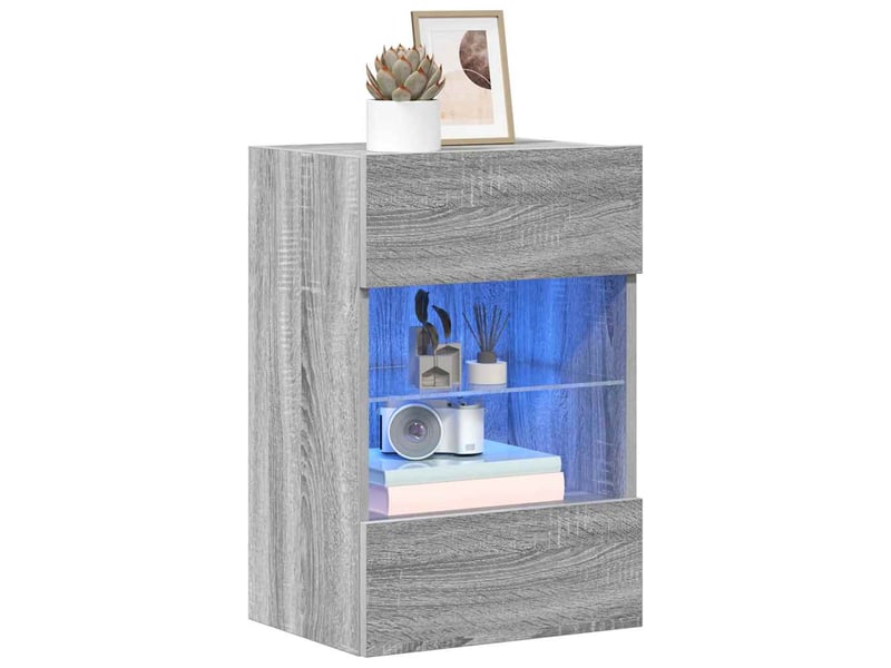  Meubles muraux avec lumières led pour tv 2 pcs sonoma gris 40x30x60,5cm  - Conforama D