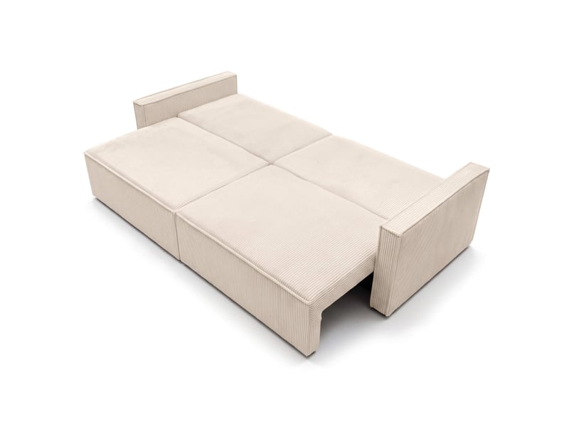  Farah - canapé droit 3 places convertible accoudoirs slim en velours cotelé  - Conforama C