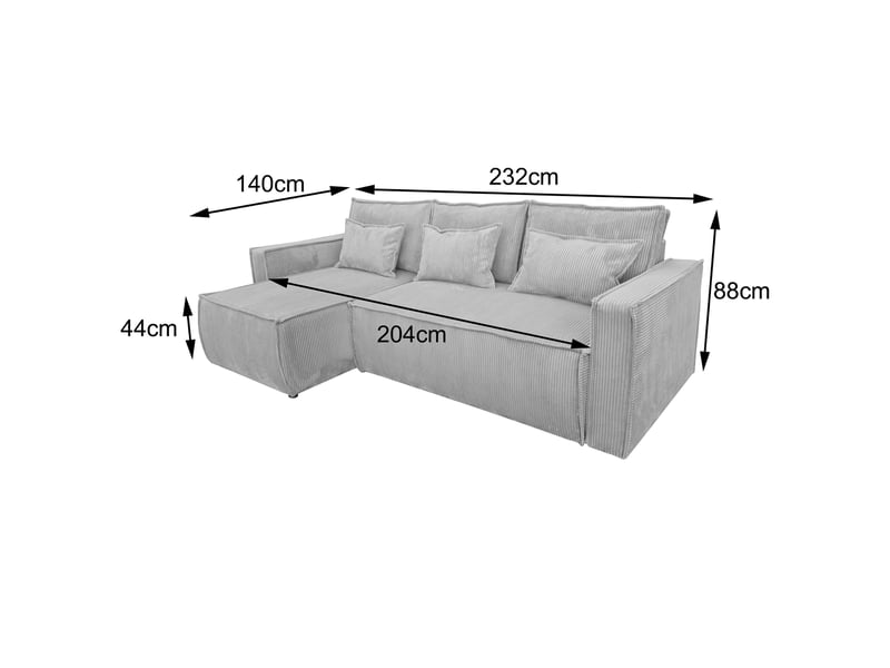  Canapé d'angle réversible et convertible en velours côtelé beige  - Conforama E
