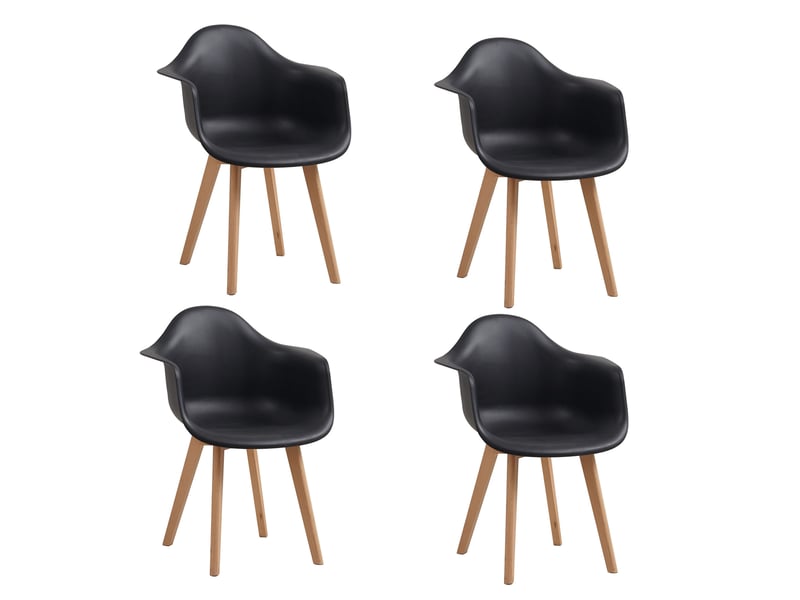  Lot de 4 chaises de salle à manger -pieds en hêtre - chaises de salle à manger scandinaves - noir  - Conforama A