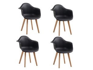 Lot de 4 chaises de salle à manger -pieds en hêtre - chaises de salle à manger scandinaves - noir