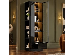 Vitrine coloris noir 8 étagère(s) EVRYAE   - 50 cmx160 cm