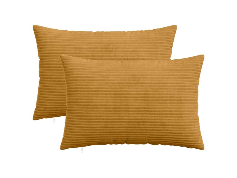 Lot de 2 housses de coussin heerlen jaune 50 x 80 cm velours côtelé cf49452 - Conforama B