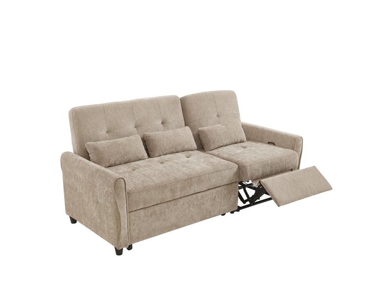  Canapé 3 places convertible 3 en 1 en tissu chenille, couchage extensible, dossier 3 positions 90°, 145°, 180°, fonction lit  - Conforama A
