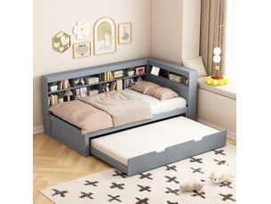 Lit gigogne 90x190/200 cm HAVRYA coloris gris