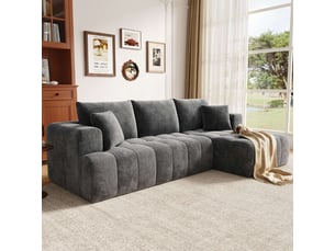 Canapé d'angle compressé réversible fixe  IKSETERA TRADING LTD 3 places Tissu gris