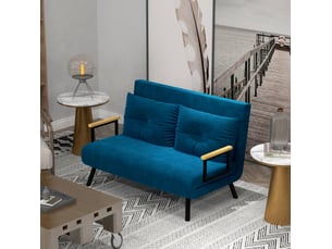 Fauteuil convertible  <strong>COVREO </strong> Velours bleu