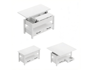 Table basse rectangulaire coloris blanc FLORAGRACE  - 50.5 cmx100 cm