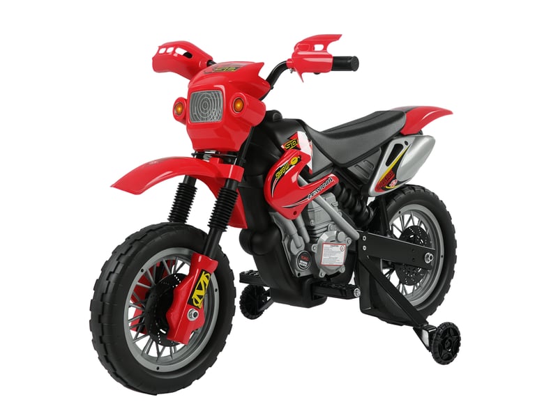  Moto électrique pour enfants de 3 à 6 ans en plastique pp avec stabilisateurs, phares et musique, 102 x 58 x 66 cm, rouge et noir  - Conforama A