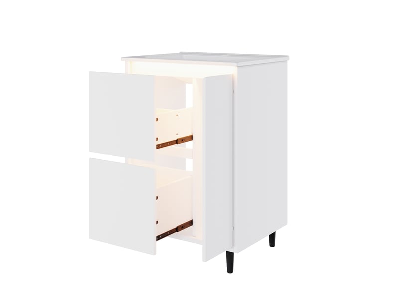 Meuble sous-vasque 1 porte 2 tiroirs avec vasque céramique blanc 61x46.5x87 cm  - Conforama B