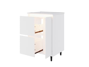 Meuble sous-vasque 1 porte 2 tiroirs avec vasque céramique blanc 61x46.5x87 cm