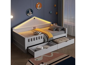 Lit simple 90x200 cm <strong>SAPGAKS</strong> <strong></strong> coloris blanc