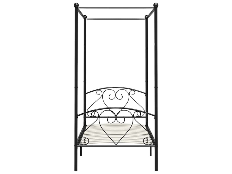  Lit simple- lit adulte -  cadre de lit à baldaquin sans matelas noir métal 90x200 cm  - Conforama B