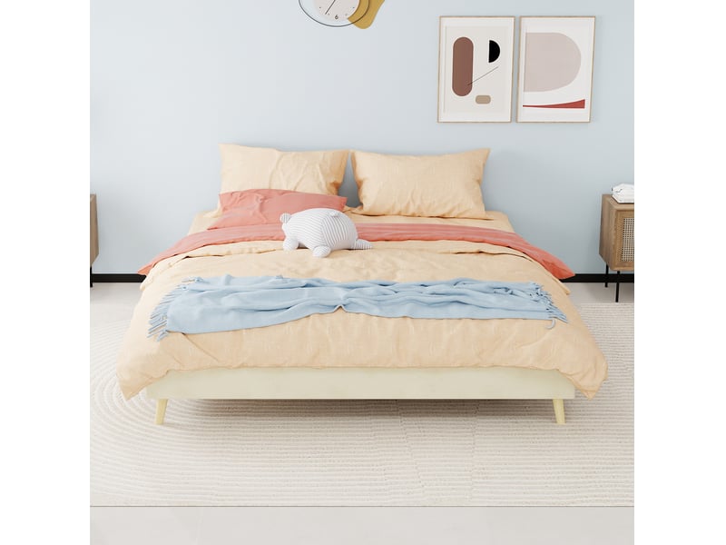  Sommier 2 places 160x200 cm avec matelas coloris beige  - Conforama D