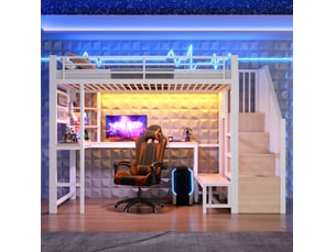 Lit mezzanine 90x200 cm <strong>MODFU</strong>  <strong></strong> coloris blanc