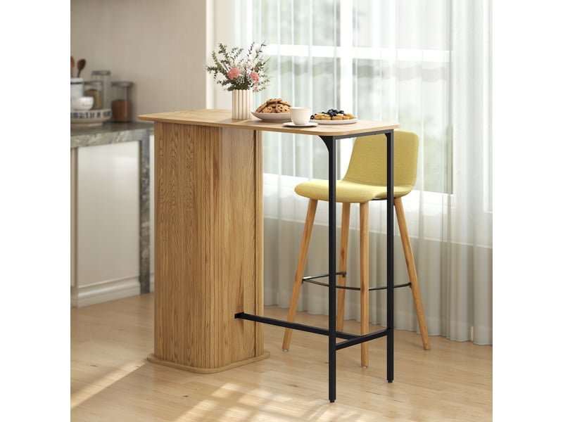  Table de bar, table haute, mange debout panneau de particules, couleur bois naturel 112x50x106cm  - Conforama D