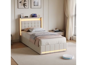 Lit simple 90x200 cm <strong>SHOPENTRA</strong>  <strong></strong> coloris beige