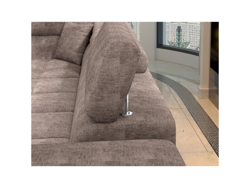 Canapé d'angle convertible palazzo 4 places marron – angle droit avec coffre - Conforama E