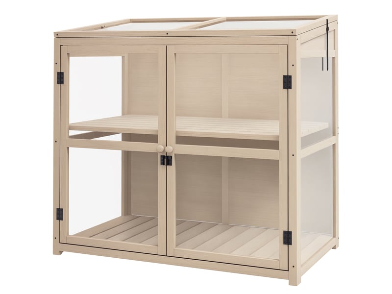  Jardinière surélevée sous châssis, résistante aux intempéries, 2 niveaux, en bois d'épicéa, 103 x 61 x 103 cm, naturelle  - Conforama A