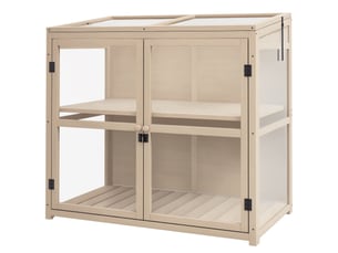 Jardinière surélevée sous châssis, résistante aux intempéries, 2 niveaux, en bois d'épicéa, 103 x 61 x 103 cm, naturelle