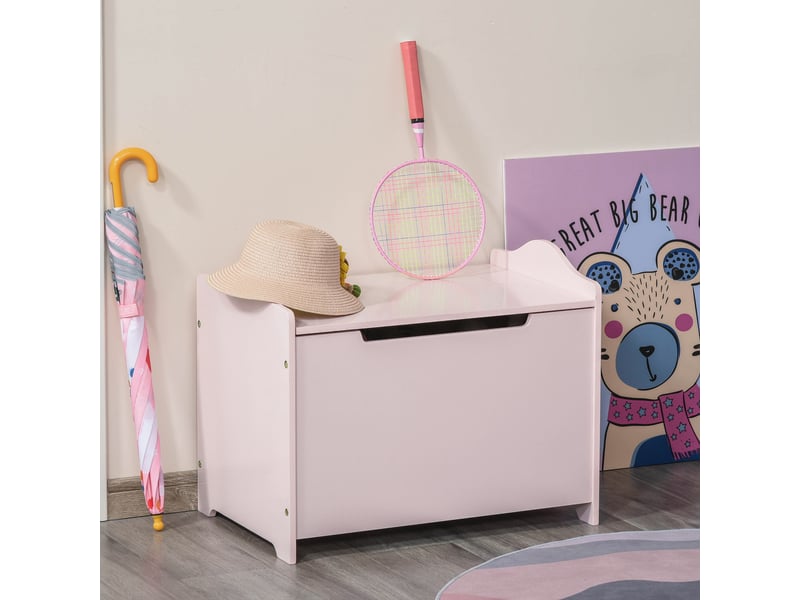  Coffres à jouets pour enfants boîte à jouets malle de rangement dim. 60l x 40l x 48h cm vérin pneumatique mdf rose  - Conforama C