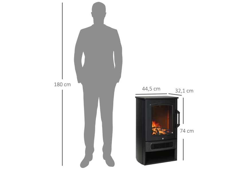  Cheminée électrique avec chauffage, cheminée électrique avec effet flamme led, cheminée décorative 1000 w2000 w avec thermostat, poêle-cheminée électrique, noir  - Conforama C