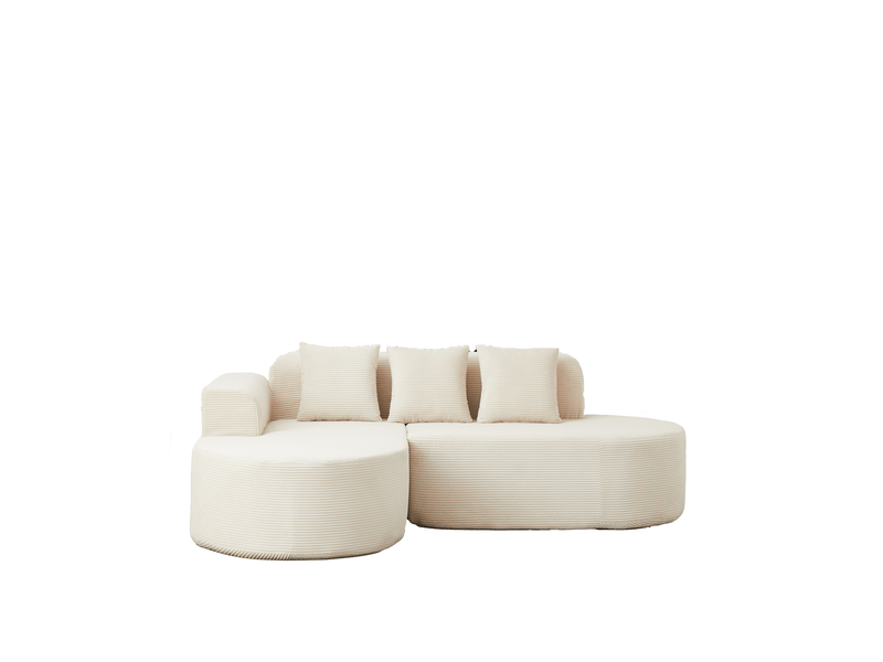 Canapé d'angle modenvie en velours côtelé beige 220 x 155 cm 4 places avec méridienne - Conforama A