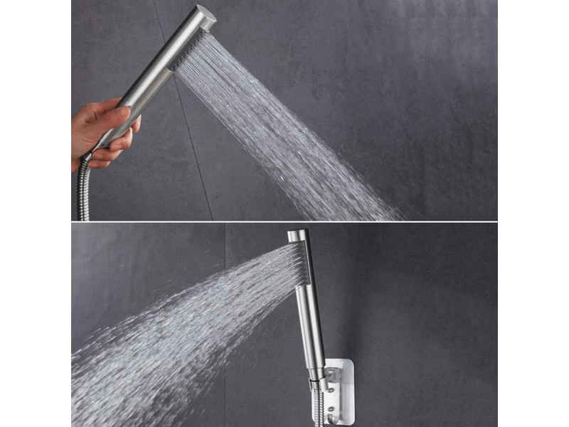  Pomme de douche économiseur d'eau en acier inoxydable 304, pomme de douche à main haute pression brossée.  - Conforama C