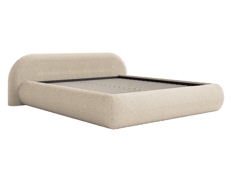  Selsey shels - lit rembourré - 200x200 cm - bouclé beige clair Shels Low - Conforama D