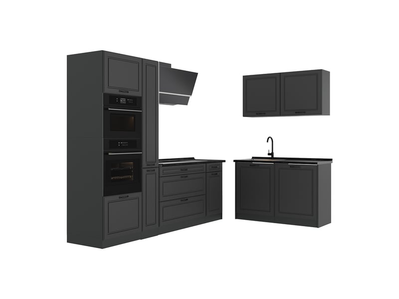  Vicco cuisine en angle, anthracite campagneanthracite, 230 x 120 cm plan de travail anthracite  - Conforama A