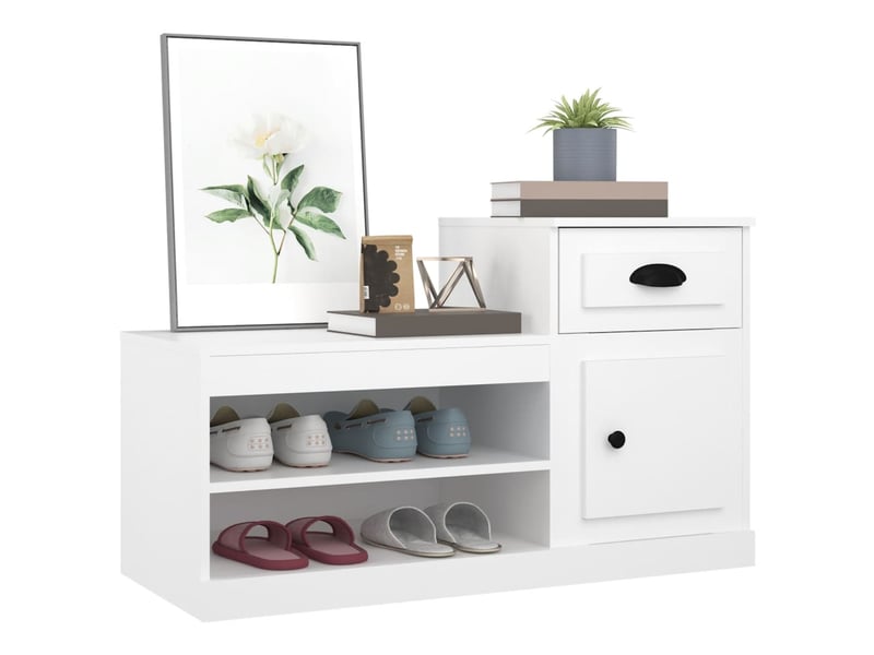  Meuble à chaussure | armoire à chaussures blanc 100x42x60 cm bois d'ingénierie  - Conforama D