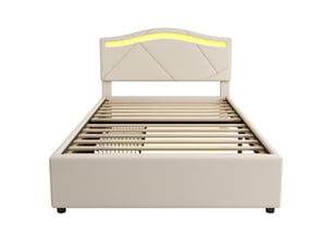 Lit avec rangement 90x200 cm MAISONORA coloris beige