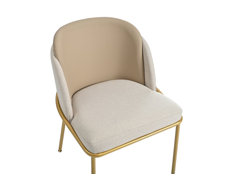 Lot de 6 chaises de salle à manger en similicuir beige et kaki, dossier ergonomique, pieds inclinés en métal, patins réglables, charge 150 kg - Conforama D