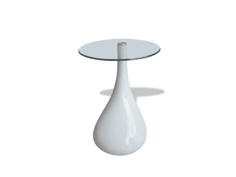  Table basse et dessus de table verre rond blanc brillant 2 pcs - table de salon - table à thé  - Conforama D