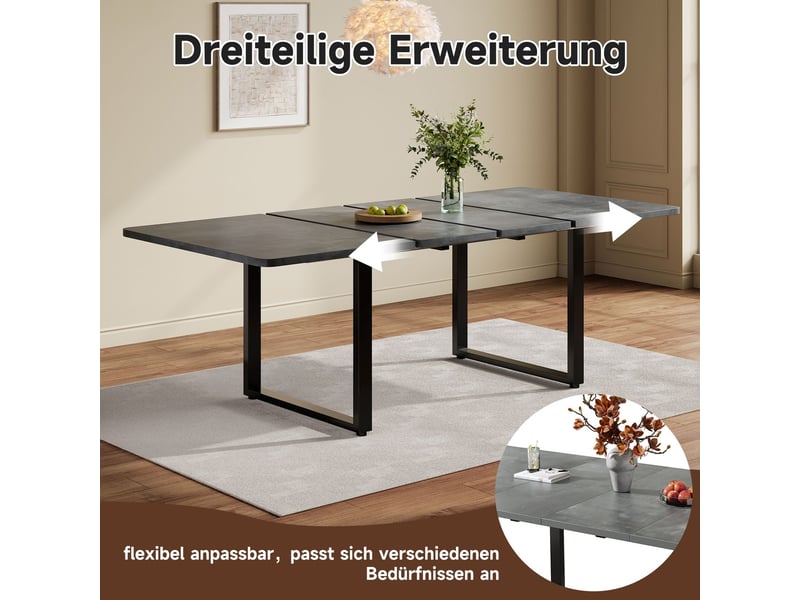  Table extensible 180220 x 80 cm 180pieds métal table de salle à manger 3 longueurs réglables 6 à 10 places forme rectangulaire style simple gris  - Conforama D