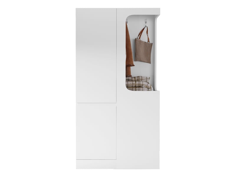 Armoire de rangement avec 1 porte, 4 tiroirs et penderie ouverte pour chambre en bois 70×40×170 cm blanc - Conforama E