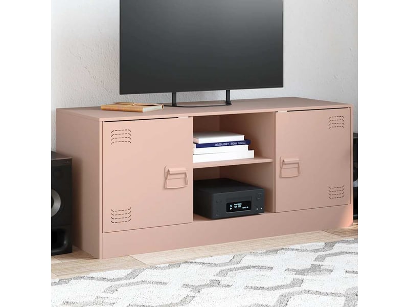  Meuble tv - banc tv - meuble de rangement rose 99x39x44 cm acier  - Conforama B