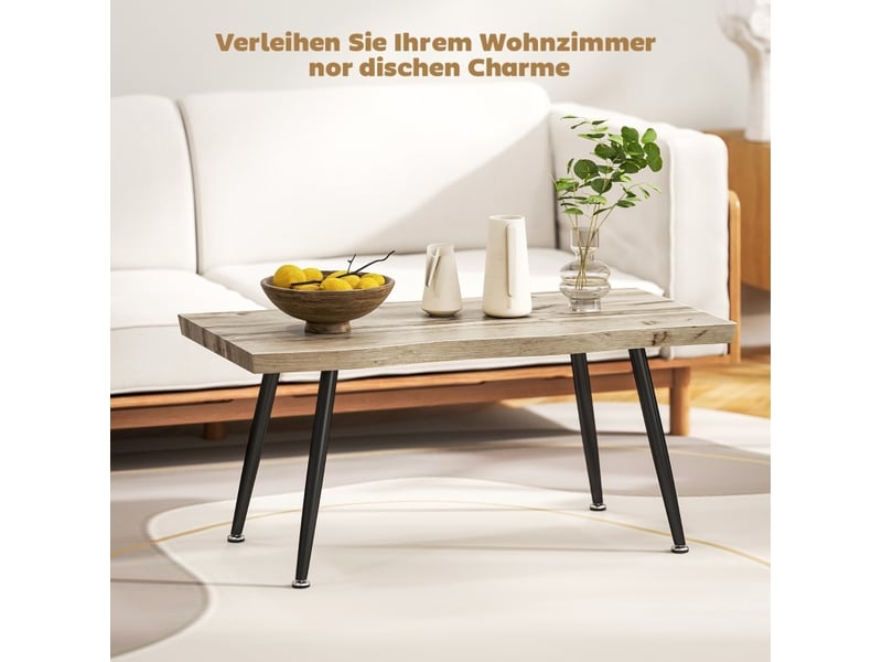  Table basse rectangulaire 100 x 50 x 45 cm, plateau mélaminé 4 cm, chêne et noir  - Conforama D
