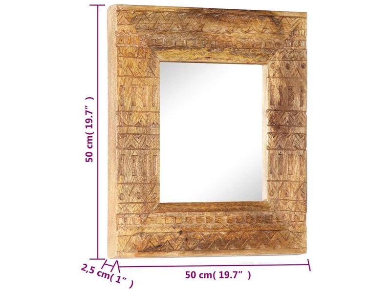  Miroir, miroir décoratif sculpté à la main 50x50x2,5 cm bois de manguier solide cf62920  - Conforama E