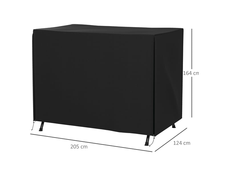  Housse balançoire jardin 3 places 205x124x164 cm – noire – tissu oxford 600d déperlant et résistant aux uv  - Conforama B