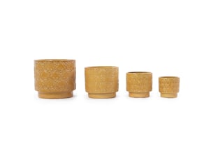 Lot de 4 pots de fleurs 38x38x35 cm, diamètres 3831,52419 cm, céramique, jaune chaud