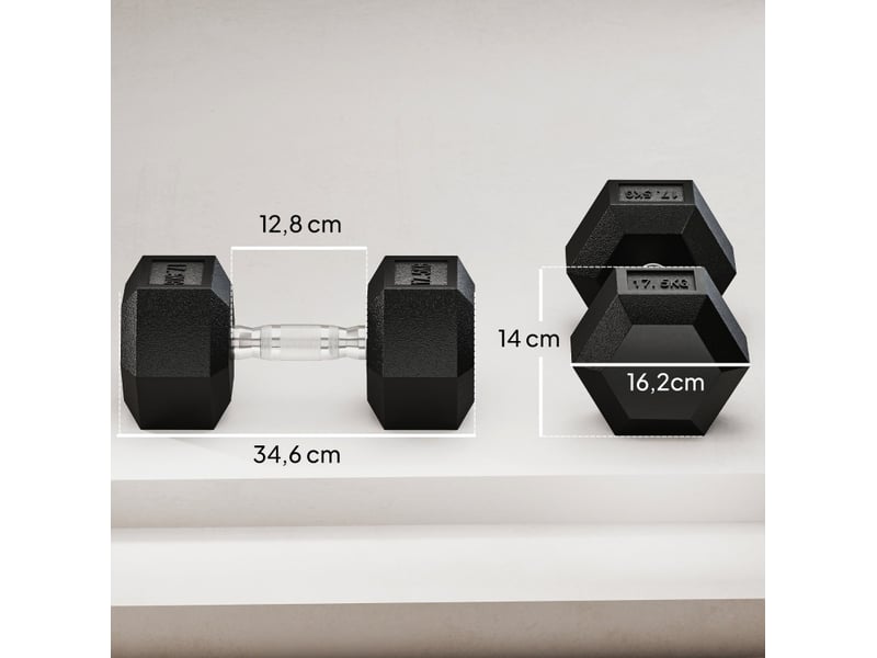  Haltères hexagonales 35 kg (2 x 17,5 kg) – noir – poignées antidérapantes pour entraînement polyvalent  - Conforama C